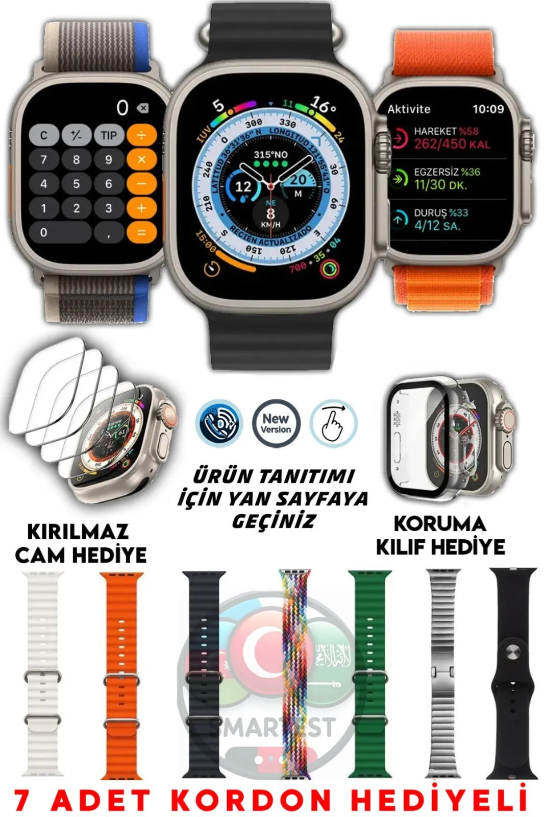 Vidalı Kasa 7-in-1 Ultra Akıllı Saat – Tüm Telefonlarla Uyumlu
