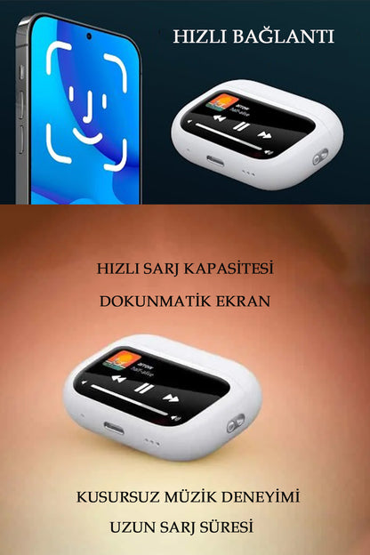 A9 Pro Ekranlı Bluetooth Kulaklık ANC Gürültü Engelleme Şarj Kutulu