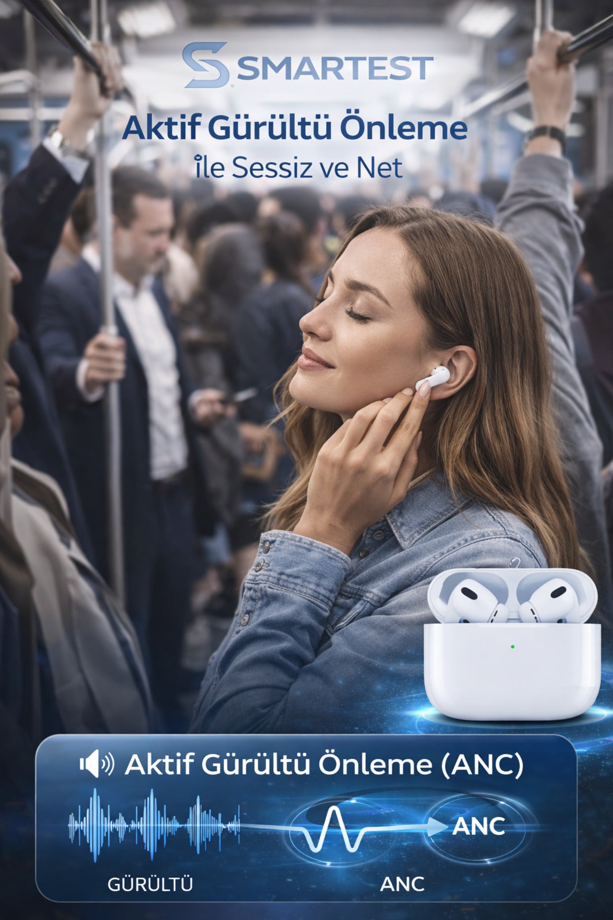 Smartest Air2 Pro ANC Bluetooth Kulaklık Gürültü Engelleme iOS Android Uyumlu