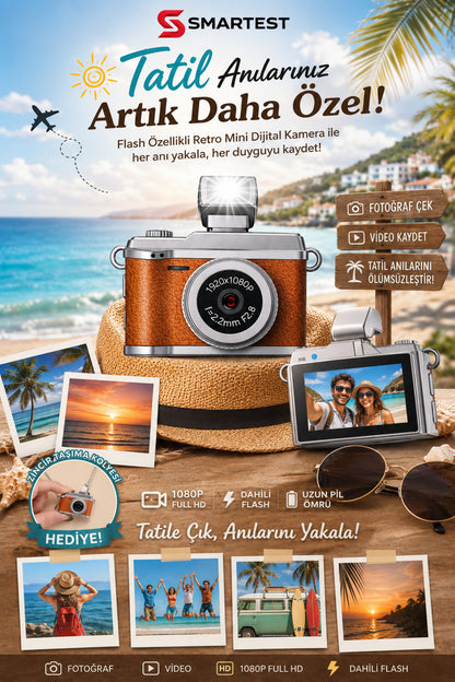Smartest Mini Dijital Flashlı Kamera Selfie Video Vlog Kamerası Anahtarlık 1080P