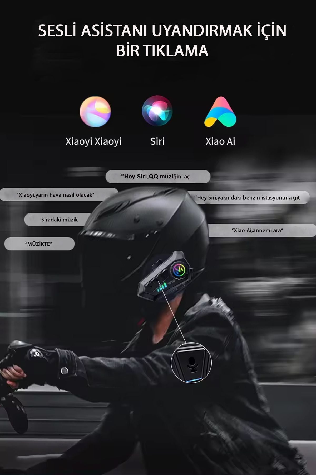 V10 Kablosuz Motosiklet Kask Kulaklık İNTERCOM
