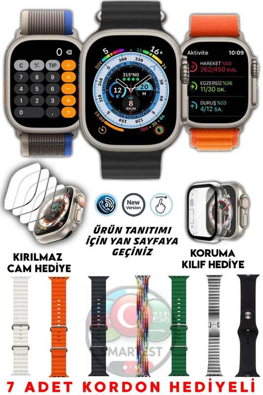 Vidalı Kasa 7-in-1 Ultra Akıllı Saat – Tüm Telefonlarla Uyumlu